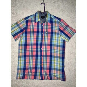 haggar cotton/polyester plaid M short sleeve casual men's